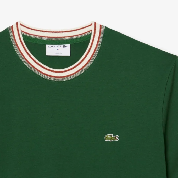 Heren T-shirt met streepjes en ronde hals, gemaakt in Frankrijk