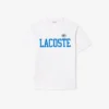 Heren T-shirt van katoen met contrasterend embleem