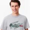 Heren T-shirt van zwaar katoen met krokodillenprint