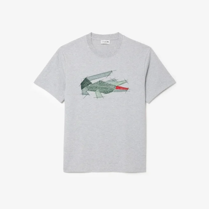 Heren T-shirt van zwaar katoen met krokodillenprint