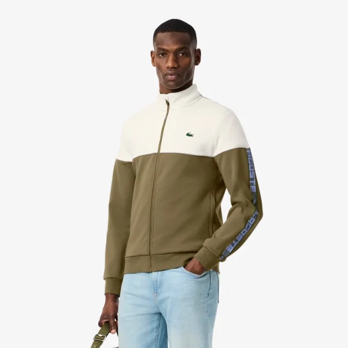 Heren tennis-Sweatshirt met rits en kleurblokken
