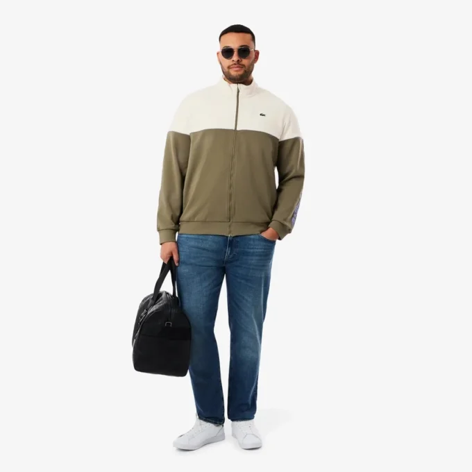 Heren tennis-Sweatshirt met rits en kleurblokken