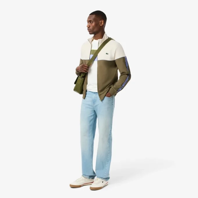 Heren tennis-Sweatshirt met rits en kleurblokken