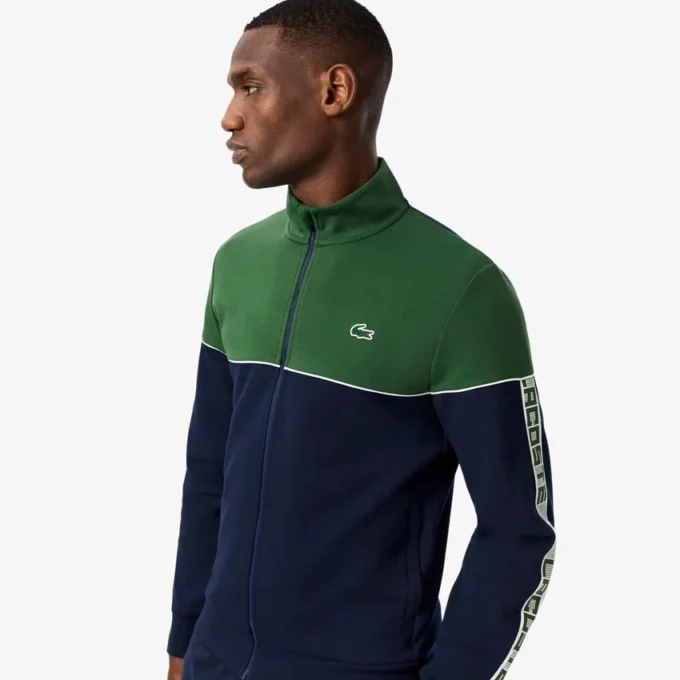 Heren tennis-Sweatshirt met rits en kleurblokken