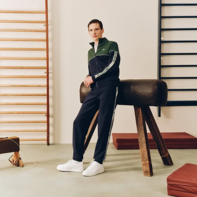 Heren tennis-Sweatshirt met rits en kleurblokken