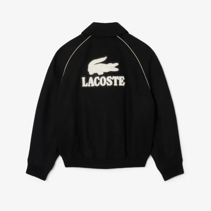 Heren varsityjack van wol met badge-accent