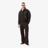 Herenbroek met losse pasvorm en plooien van piqué