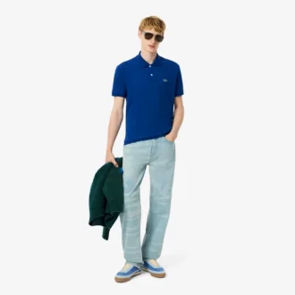 Herenjeans met rechte pasvorm en landschapsmotief