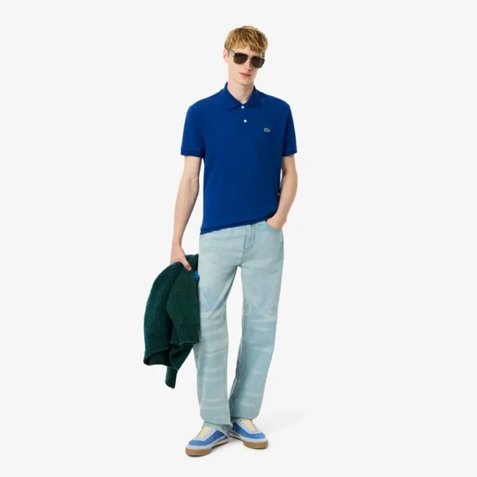 Herenjeans met rechte pasvorm en landschapsmotief