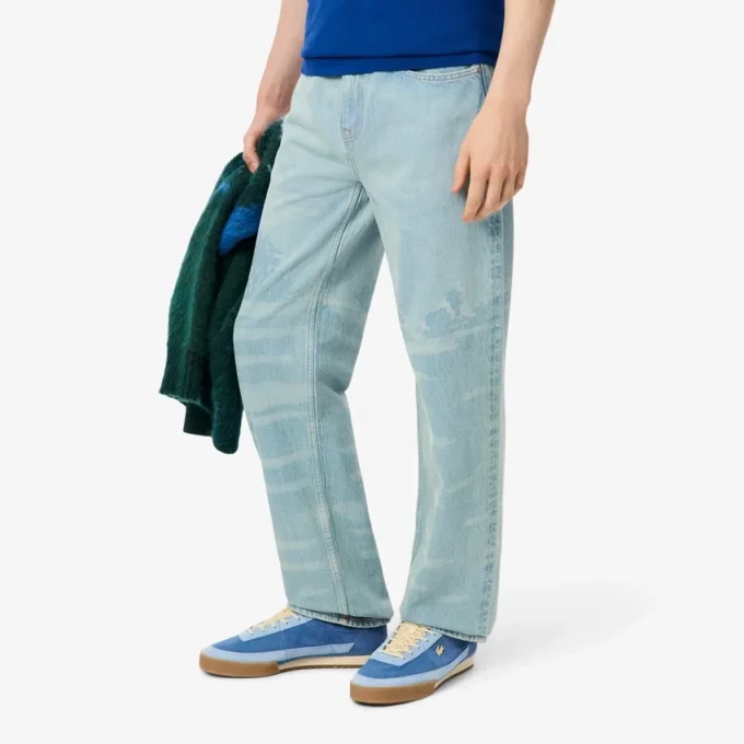 Herenjeans met rechte pasvorm en landschapsmotief