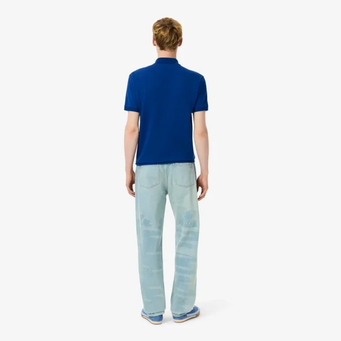 Herenjeans met rechte pasvorm en landschapsmotief