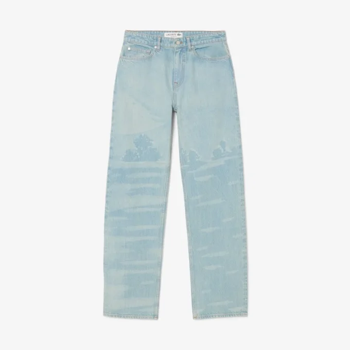 Herenjeans met rechte pasvorm en landschapsmotief