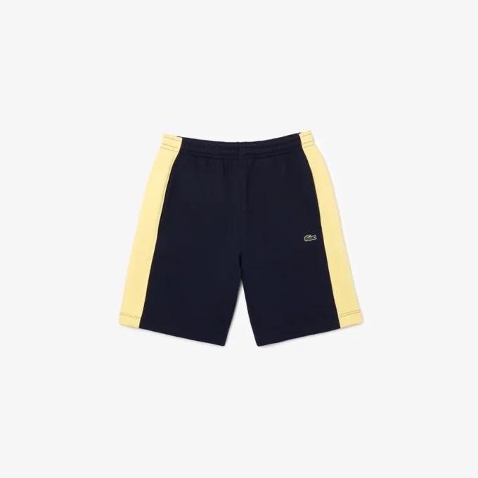 Herenkleurblok geborstelde fleece-short