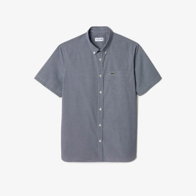 Herenoverhemd met korte mouwen en normale pasvorm in gingham