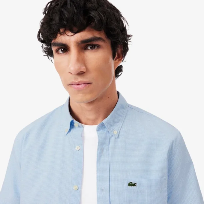 Herenoverhemd met korte mouwen en normale pasvorm in gingham