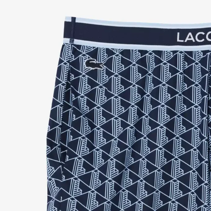 Herenpyjama met monogramprint van popeline