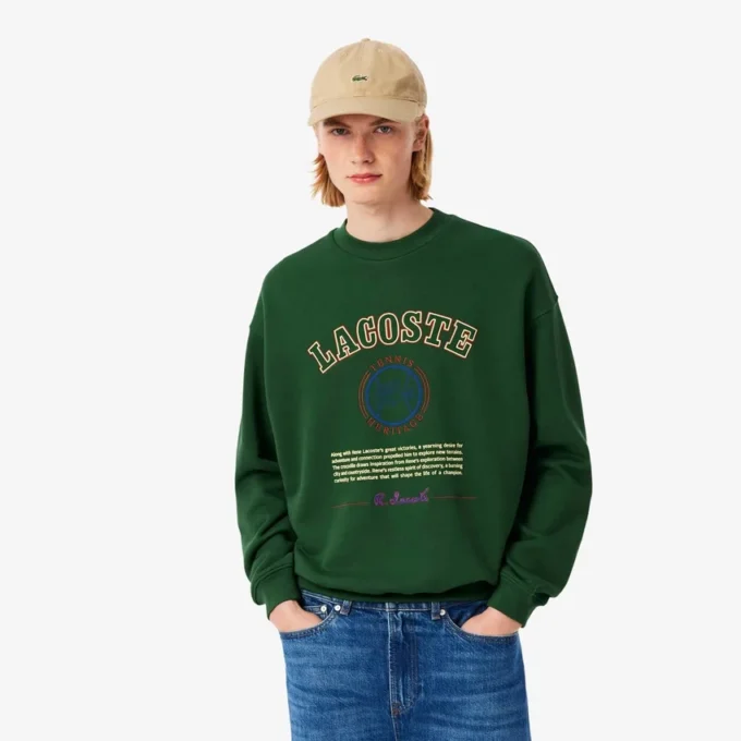 Herensweatshirt van fleece met Heritage-borduursel