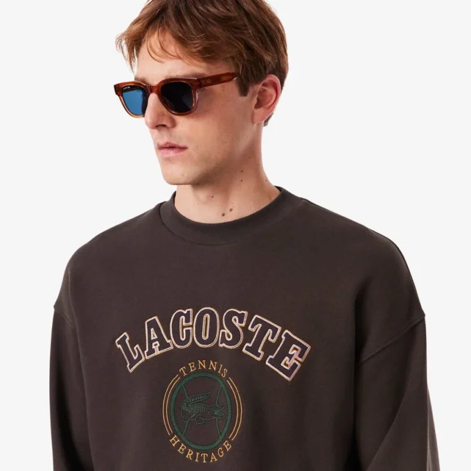 Herensweatshirt van fleece met Heritage-borduursel
