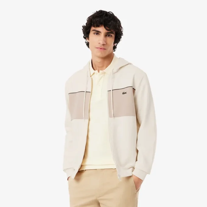 Hoodie met rits en kleurblokken