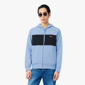 Hoodie met rits en kleurblokken