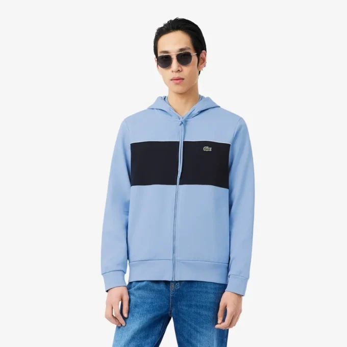 Hoodie met rits en kleurblokken
