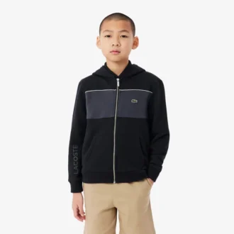 Hoodie met rits en kleurblokken