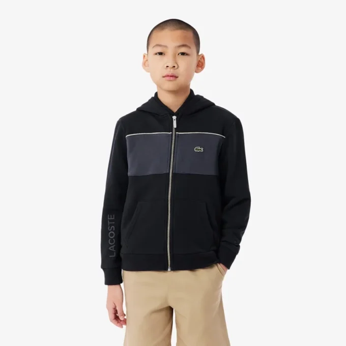 Hoodie met rits en kleurblokken