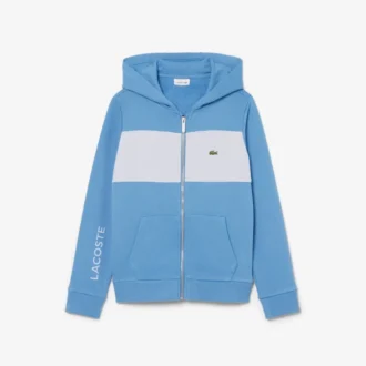 Hoodie met rits en kleurblokken