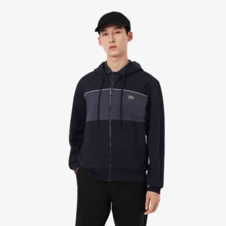 Hoodie met rits en kleurblokken