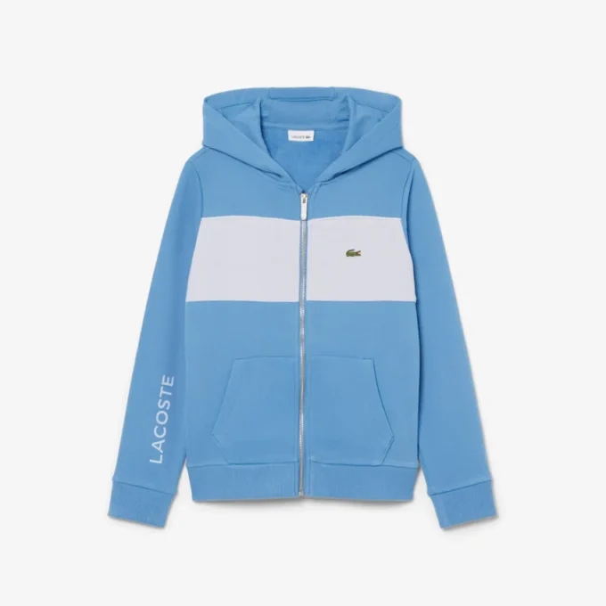 Hoodie met rits en kleurblokken