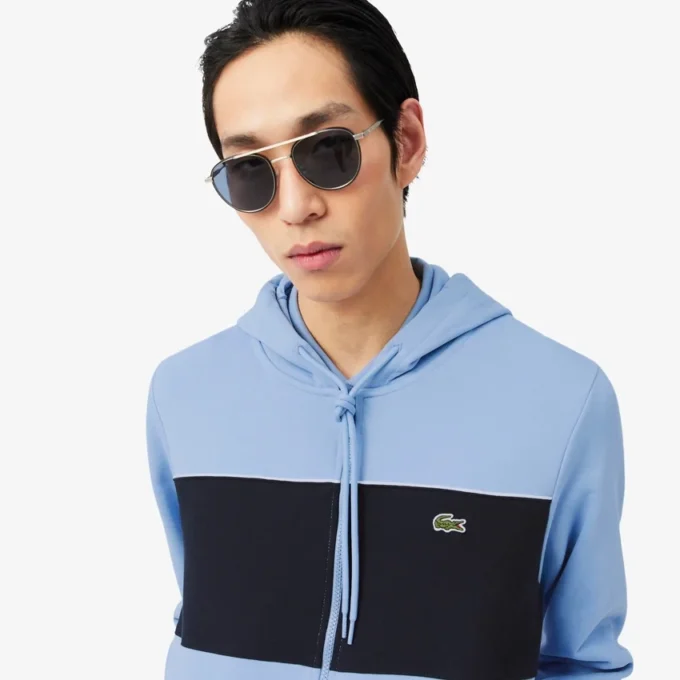 Hoodie met rits en kleurblokken