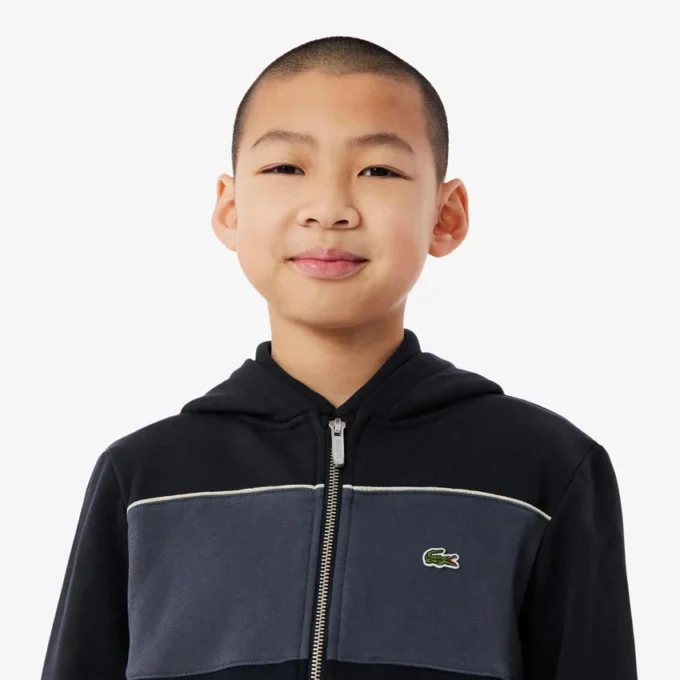 Hoodie met rits en kleurblokken