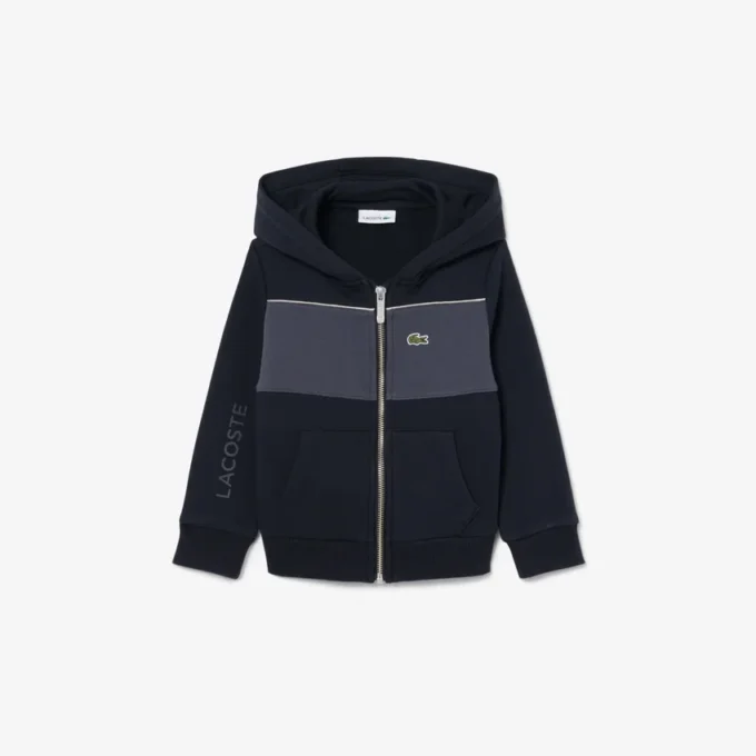 Hoodie met rits en kleurblokken