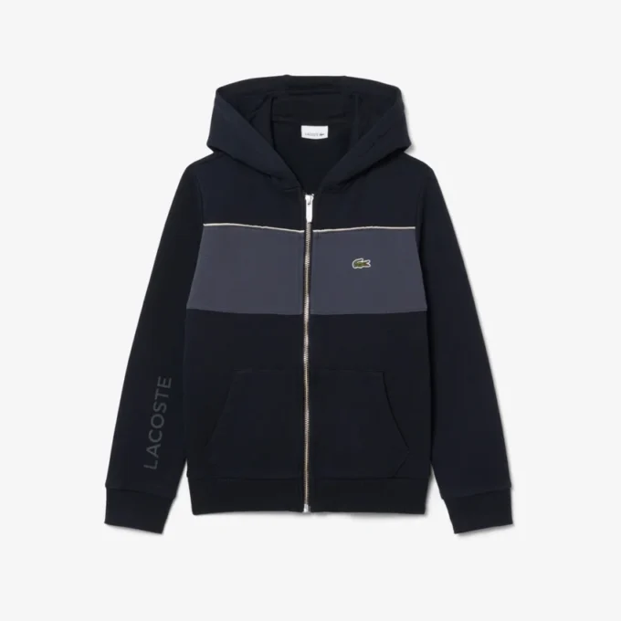 Hoodie met rits en kleurblokken