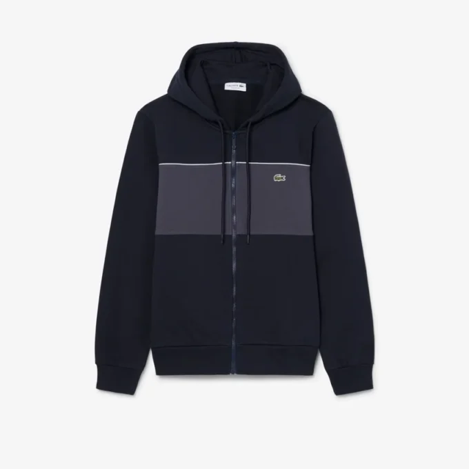 Hoodie met rits en kleurblokken