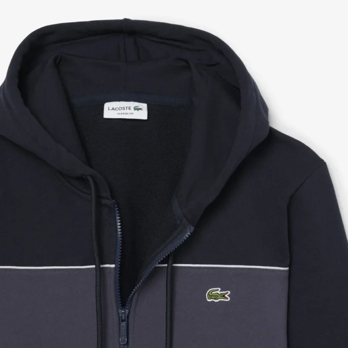 Hoodie met rits en kleurblokken
