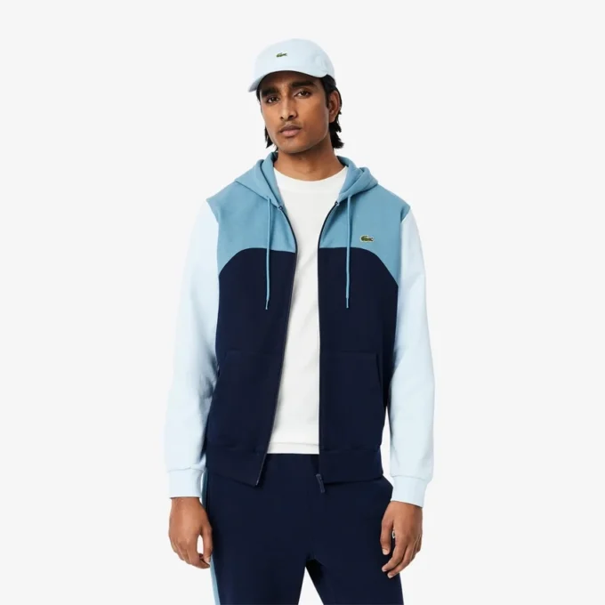Hoodie met rits en kleurblokken voor heren