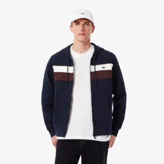 Hoodie met rits en kleurblokken voor heren