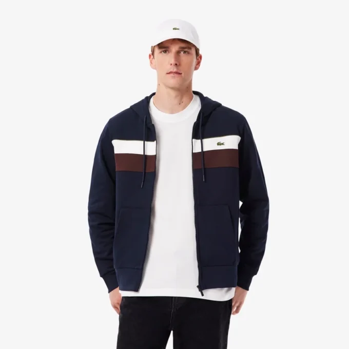 Hoodie met rits en kleurblokken voor heren