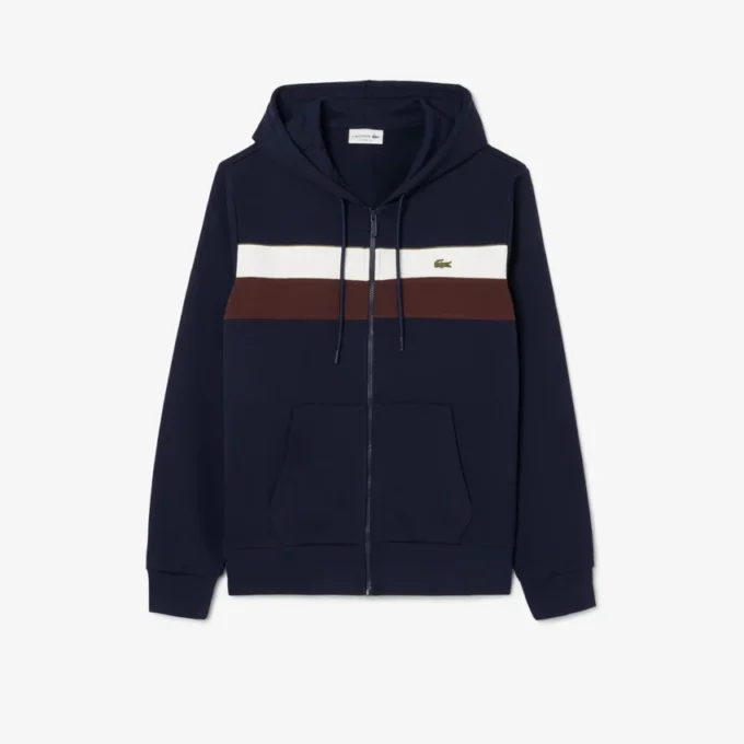 Hoodie met rits en kleurblokken voor heren