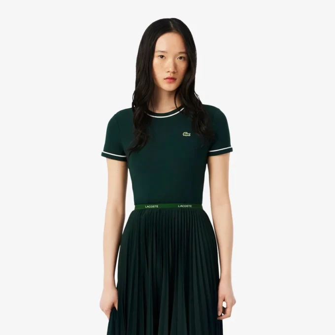 Jersey T-shirt met contrasterende rand voor dames