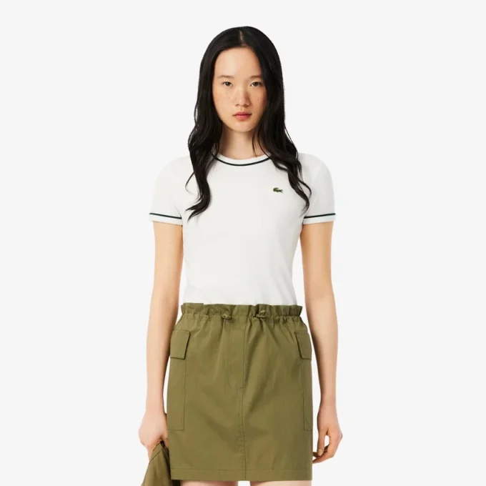 Jersey T-shirt met contrasterende rand voor dames