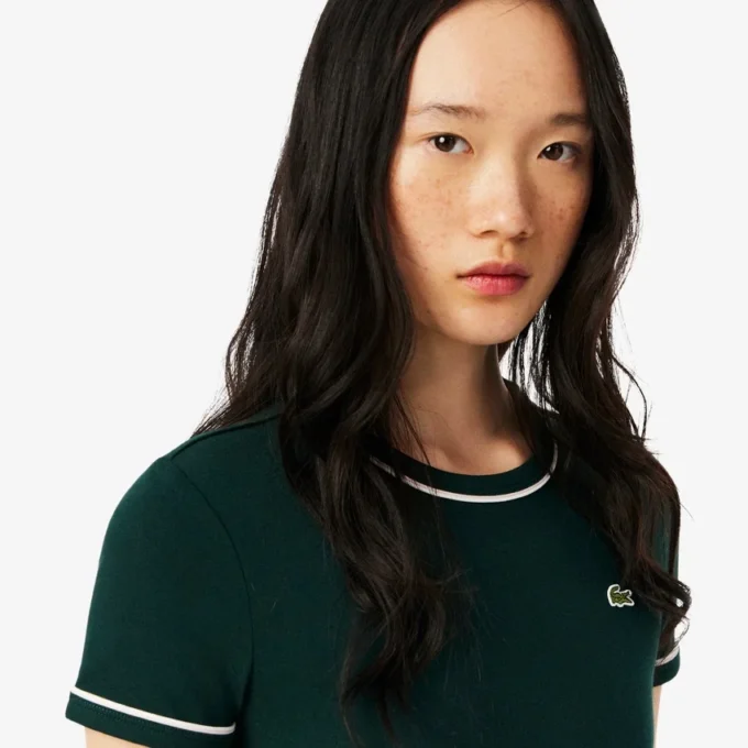 Jersey T-shirt met contrasterende rand voor dames