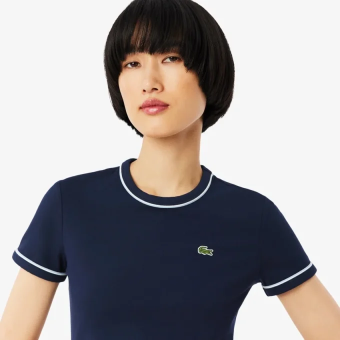 Jersey T-shirt met contrasterende rand voor dames