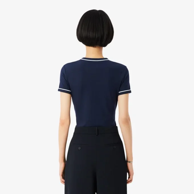 Jersey T-shirt met contrasterende rand voor dames