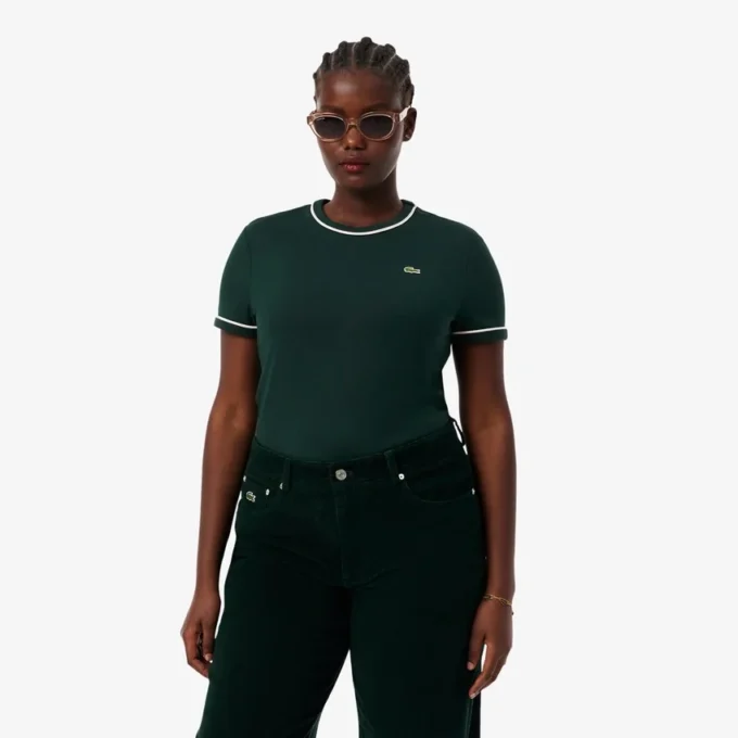 Jersey T-shirt met contrasterende rand voor dames