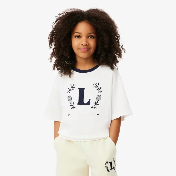 Katoen T-shirt met contrasterend embleem