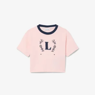 Katoen T-shirt met contrasterend embleem