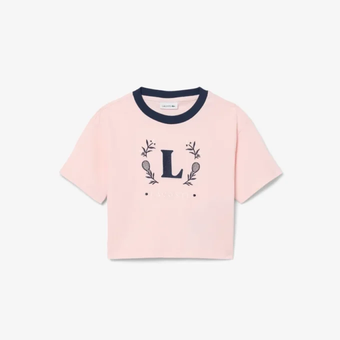 Katoen T-shirt met contrasterend embleem