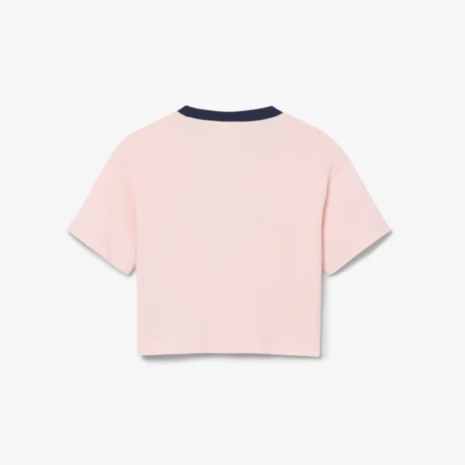 Katoen T-shirt met contrasterend embleem